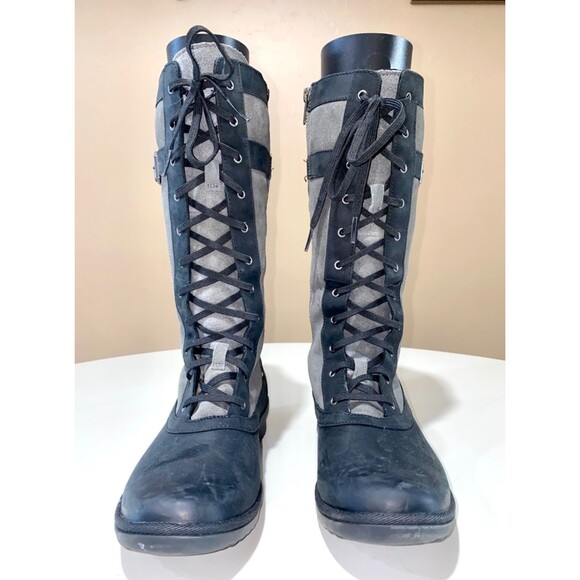 Ugg Australia Brystl Tall Boot Black Lace Up Tall Waterproof Leather 1095158 US9 - Picture 14 of 15